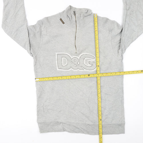 Dolce & Gabbana Men's Grey XL 1/2 Zip Logo Sweatshirt