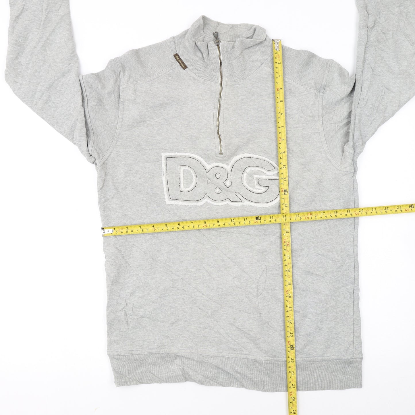 Dolce & Gabbana Men's Grey XL 1/2 Zip Logo Sweatshirt