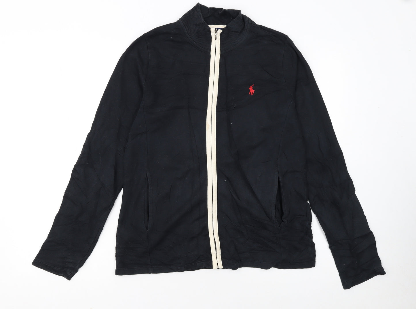 Ralph Lauren Women's Black Cotton Track Jacket Size M Full Zip