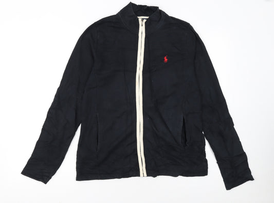 Ralph Lauren Women's Black Cotton Track Jacket Size M Full Zip
