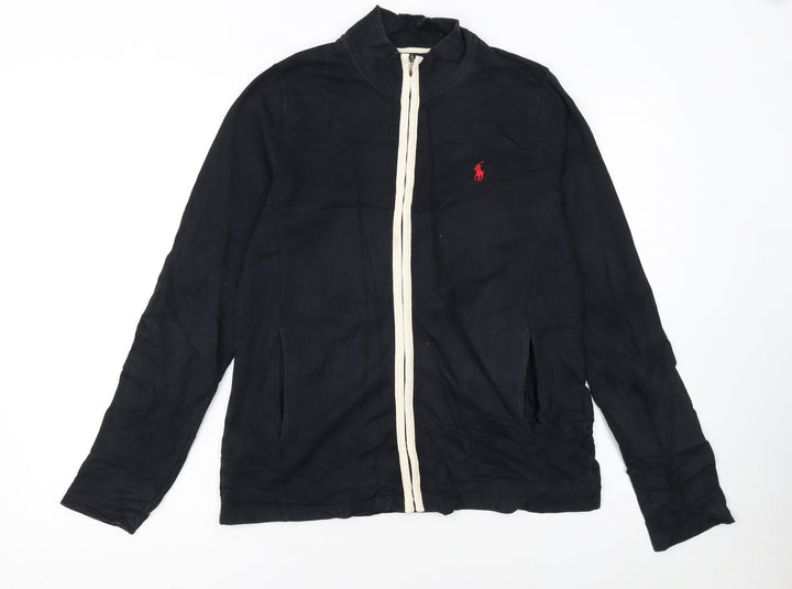 Ralph Lauren Women's Black Cotton Track Jacket Size M Full Zip