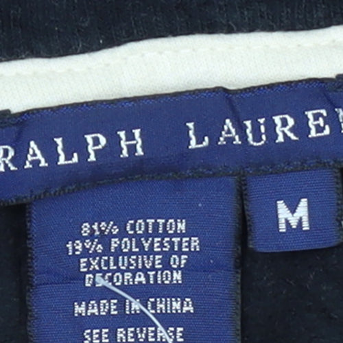 Ralph Lauren Women's Black Cotton Track Jacket Size M Full Zip