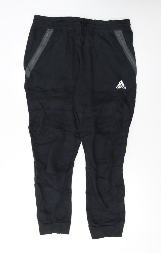 Adidas Men's Black XL Jogger Trousers with Zip Pockets