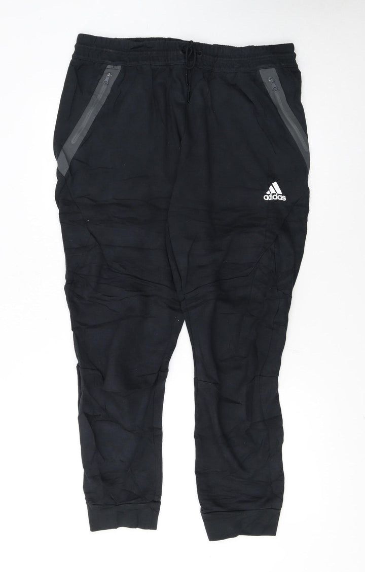 Adidas Men's Black XL Jogger Trousers with Zip Pockets