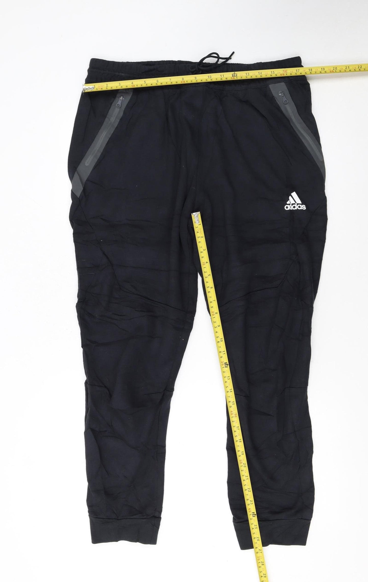 Adidas Men's Black XL Jogger Trousers with Zip Pockets
