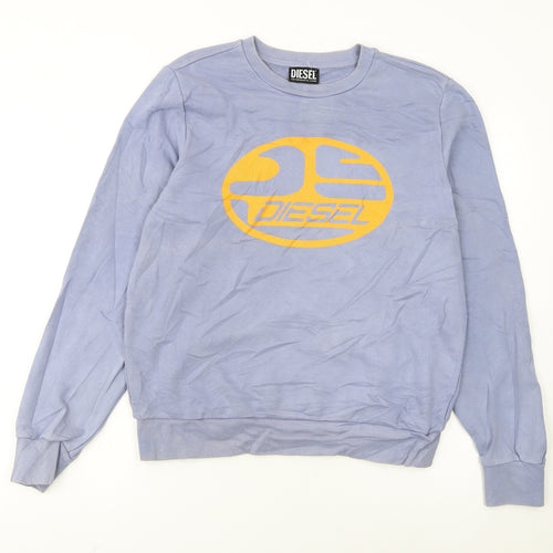 Diesel Women Purple Crew Neck Logo Sweatshirt Size S Casual Cotton