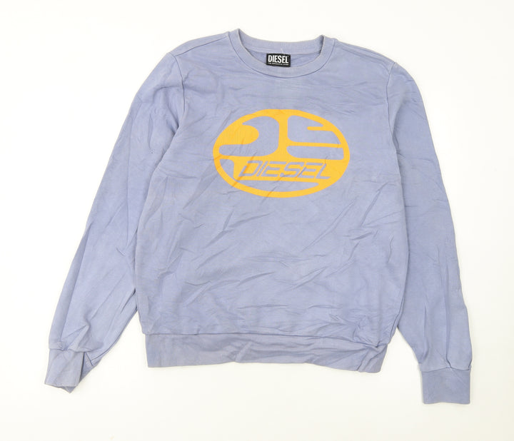 Diesel Women Purple Crew Neck Logo Sweatshirt Size S Casual Cotton