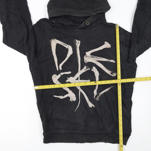 Diesel Men's Black Pullover Hoodie Small Skull Graphic Cotton