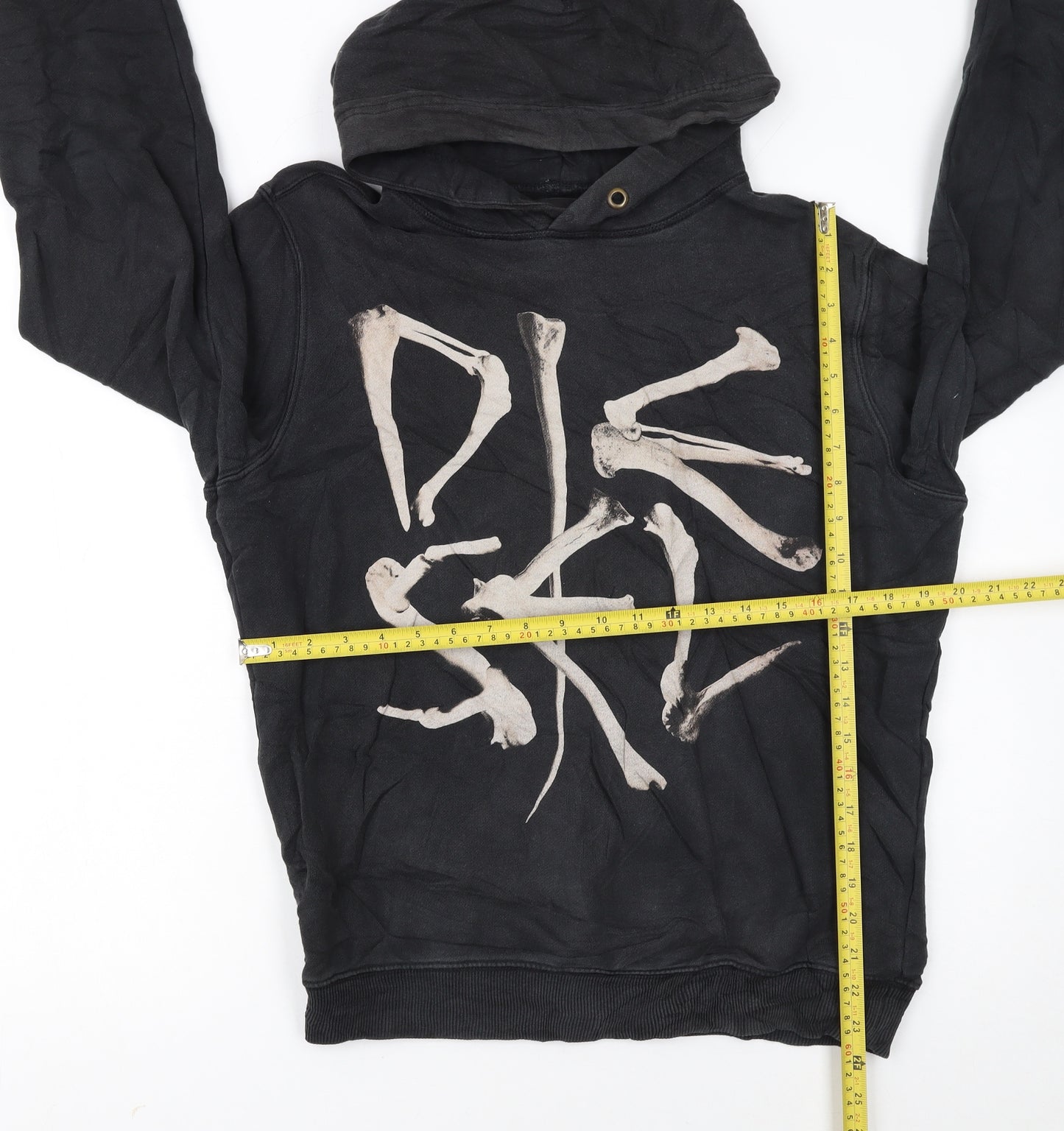 Diesel Men's Black Pullover Hoodie Small Skull Graphic Cotton