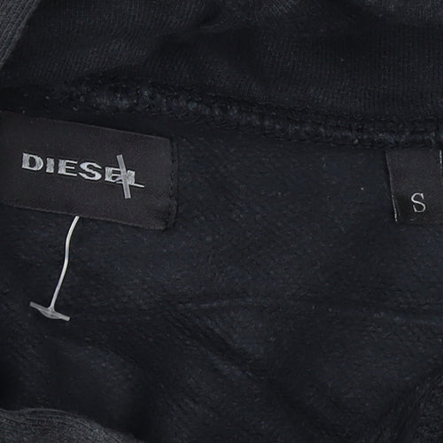 Diesel Men's Black Pullover Hoodie Small Skull Graphic Cotton