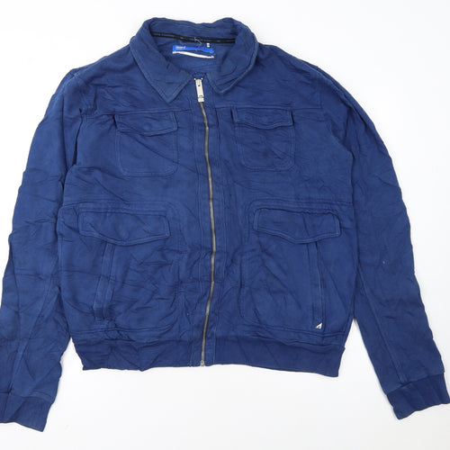 Adidas Originals Women Blue Cotton Track Jacket L Full Zip