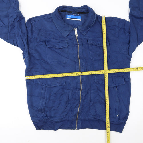 Adidas Originals Women Blue Cotton Track Jacket L Full Zip