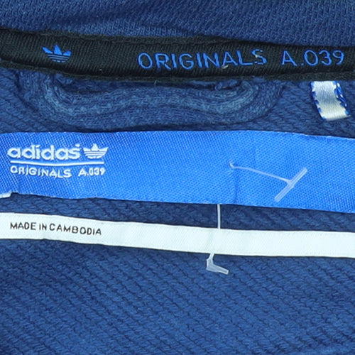Adidas Originals Women Blue Cotton Track Jacket L Full Zip