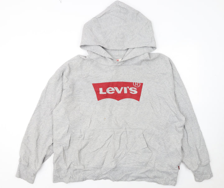 Levi's Womens Grey Pullover Hoodie XL Logo Print Cotton Blend