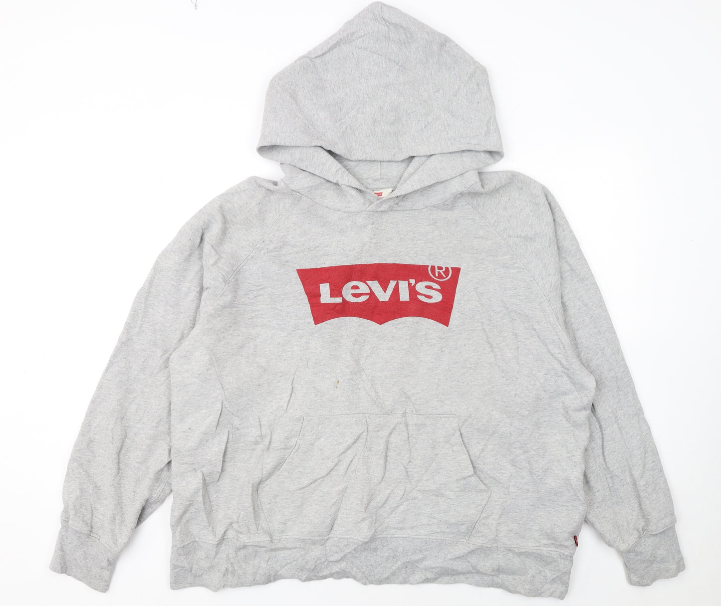 Levi's Womens Grey Pullover Hoodie XL Logo Print Cotton Blend