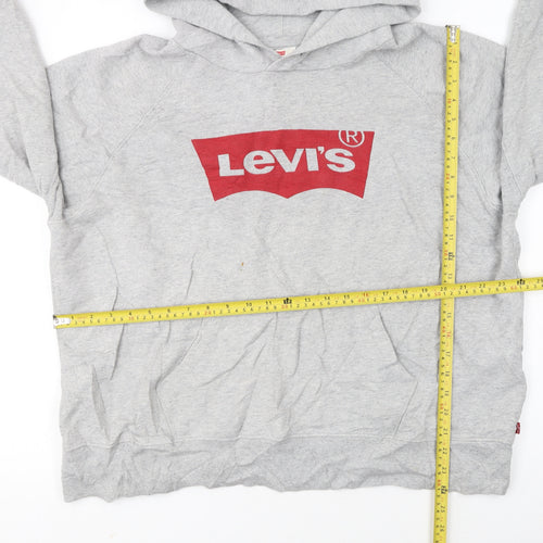 Levi's Womens Grey Pullover Hoodie XL Logo Print Cotton Blend