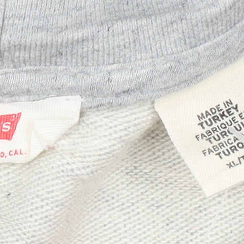 Levi's Womens Grey Pullover Hoodie XL Logo Print Cotton Blend