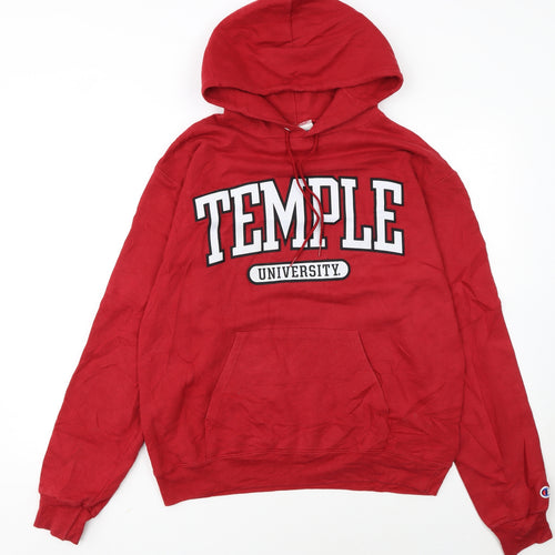 Champion Womens Red Temple University Pullover Hoodie Size M