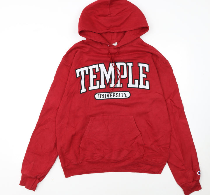 Champion Womens Red Temple University Pullover Hoodie Size M