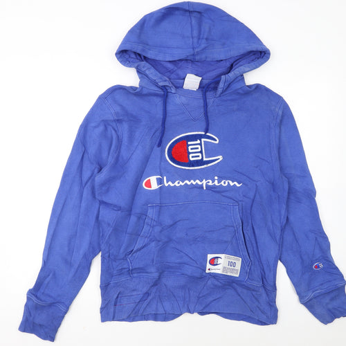 Champion Women's Blue Small Pullover Hoodie 100 Logo Cotton Blend