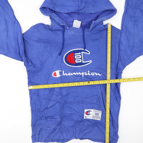 Champion Women's Blue Small Pullover Hoodie 100 Logo Cotton Blend