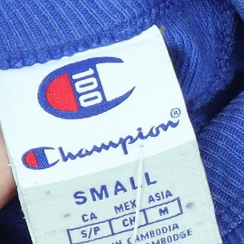 Champion Women's Blue Small Pullover Hoodie 100 Logo Cotton Blend
