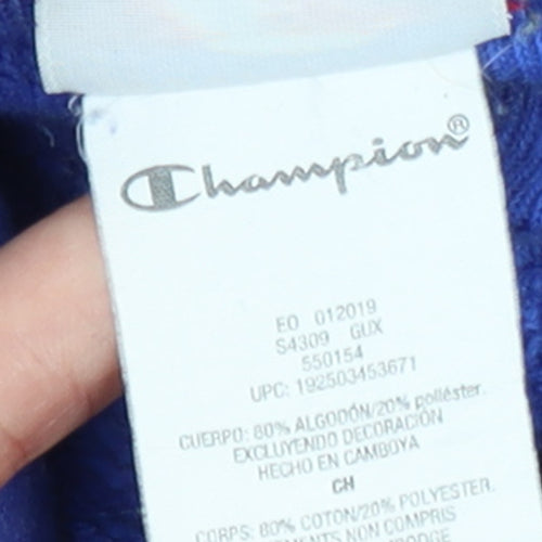 Champion Women's Blue Small Pullover Hoodie 100 Logo Cotton Blend