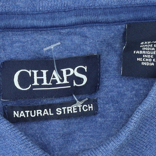 Chaps Men's Blue Striped Collared 2XL Cotton Stretch Polo Shirt