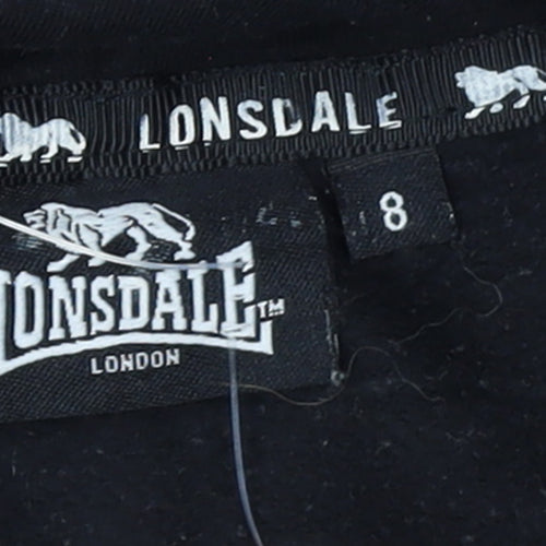 Lonsdale London Womens Black Size 8 Pullover Hoodie Sweatshirt