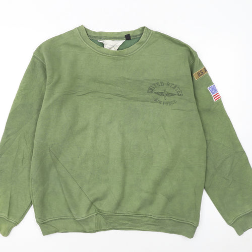 Topshop Women’s Green Air Force Graphic Pullover Sweatshirt Size M