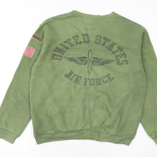 Topshop Women’s Green Air Force Graphic Pullover Sweatshirt Size M
