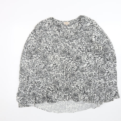 Modern Rarity Women's Black Floral Viscose Tunic Blouse Size 14