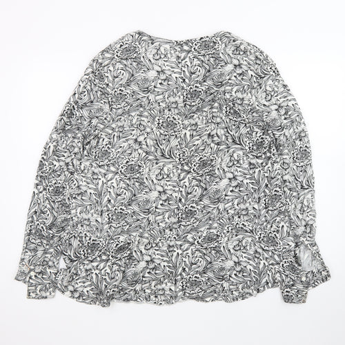 Modern Rarity Women's Black Floral Viscose Tunic Blouse Size 14