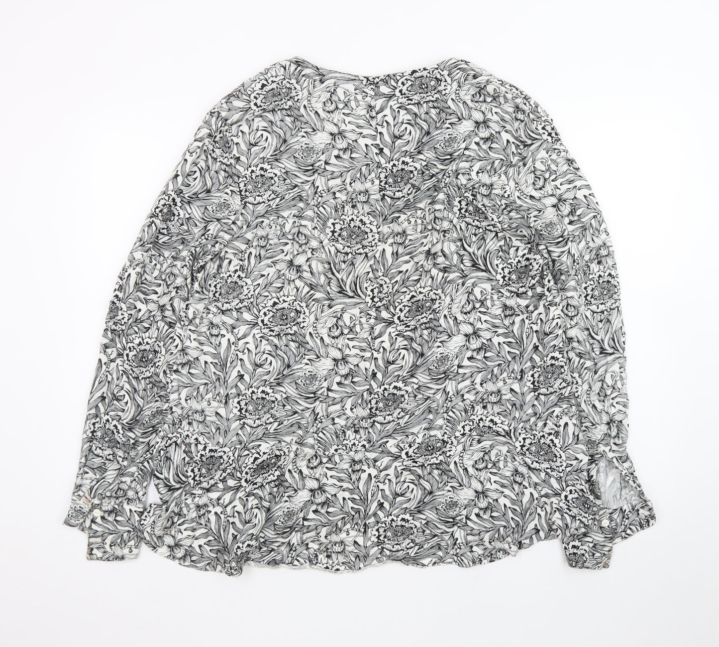 Modern Rarity Women's Black Floral Viscose Tunic Blouse Size 14