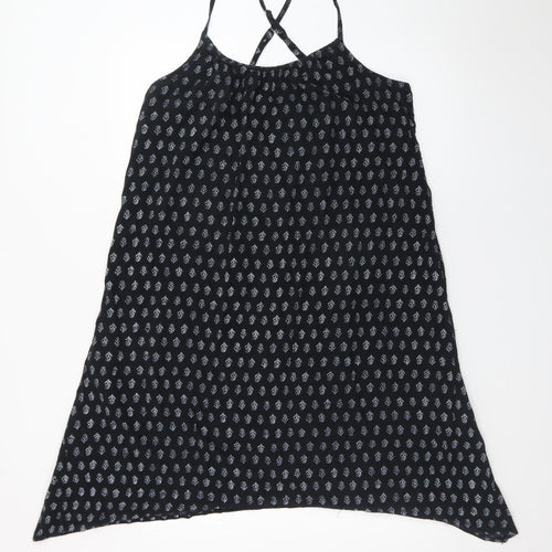 Gap Women Black Geometric Slip Dress Size L Sleeveless Summer