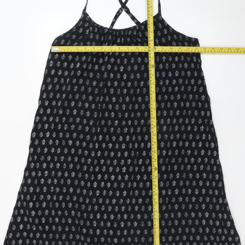 Gap Women Black Geometric Slip Dress Size L Sleeveless Summer