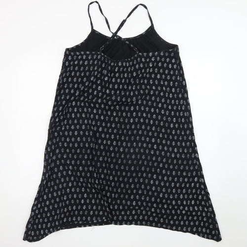 Gap Women Black Geometric Slip Dress Size L Sleeveless Summer