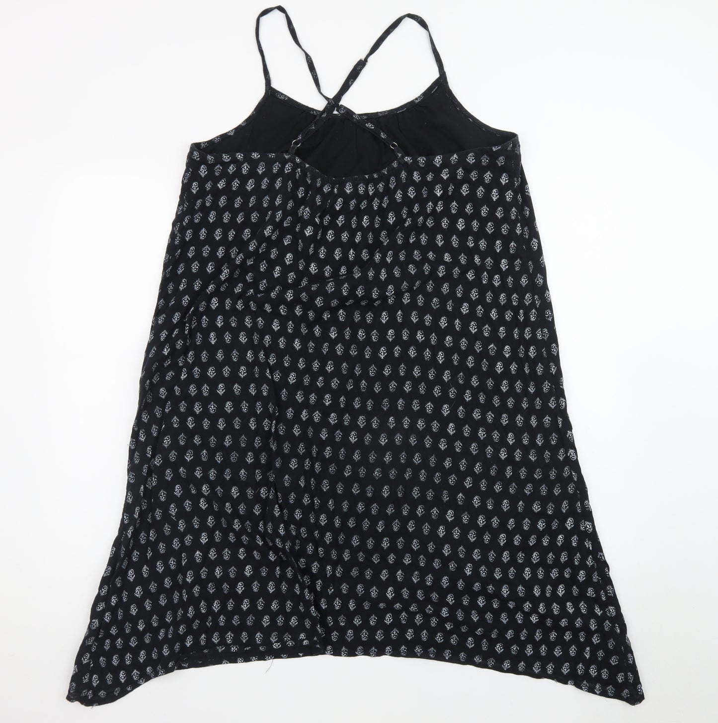 Gap Women Black Geometric Slip Dress Size L Sleeveless Summer