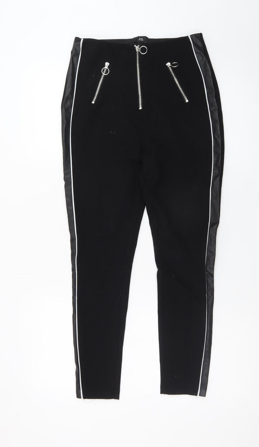 River Island Women’s Black High Rise Zip Detail Leggings Size 10