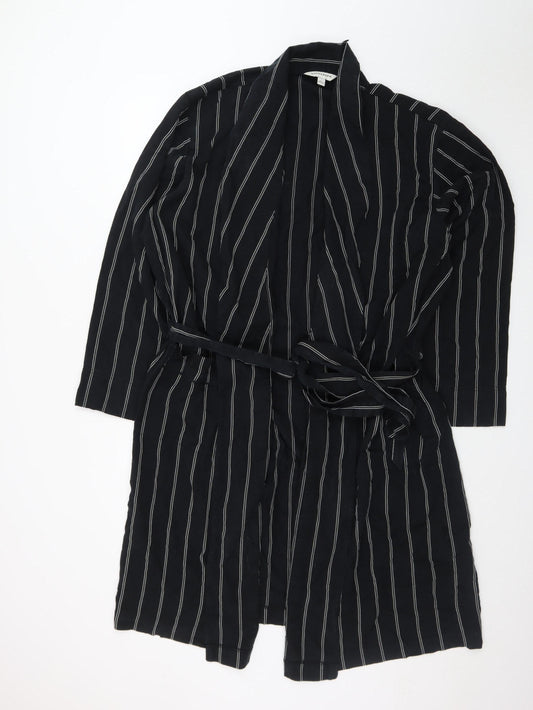 Marks and Spencer Autograph Men's Black Striped Robe L Lightweight Belted