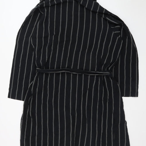Marks and Spencer Autograph Men's Black Striped Robe L Lightweight Belted
