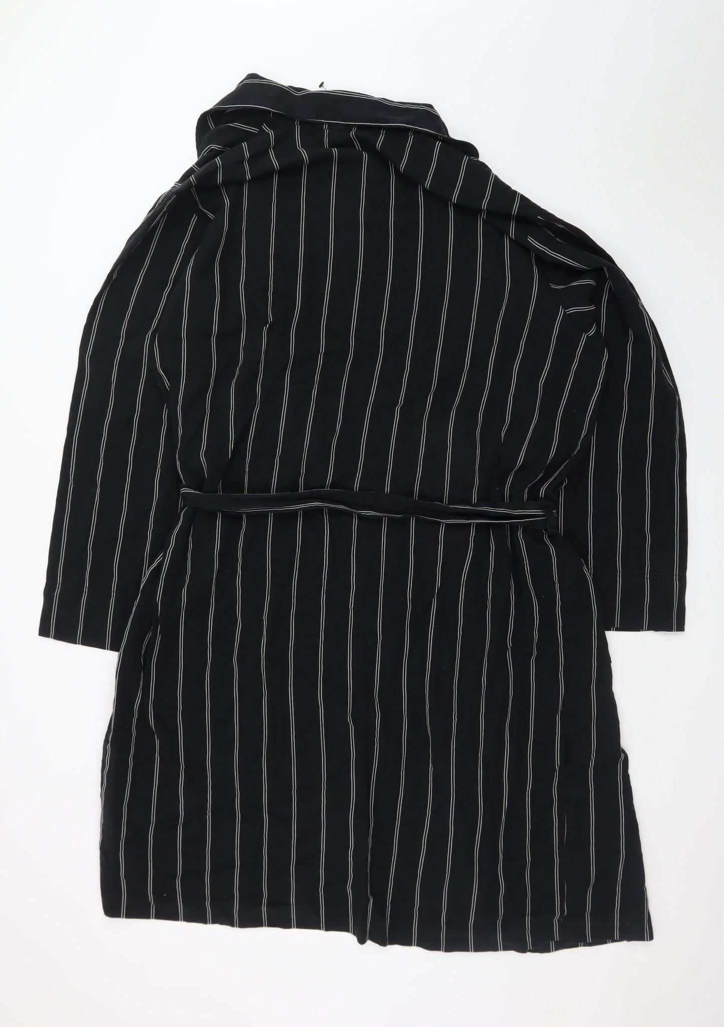 Marks and Spencer Autograph Men's Black Striped Robe L Lightweight Belted