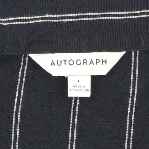 Marks and Spencer Autograph Men's Black Striped Robe L Lightweight Belted