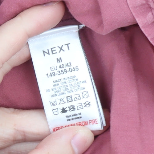 Next Women Pink Fit & Flare Long Sleeve Cotton Dress M
