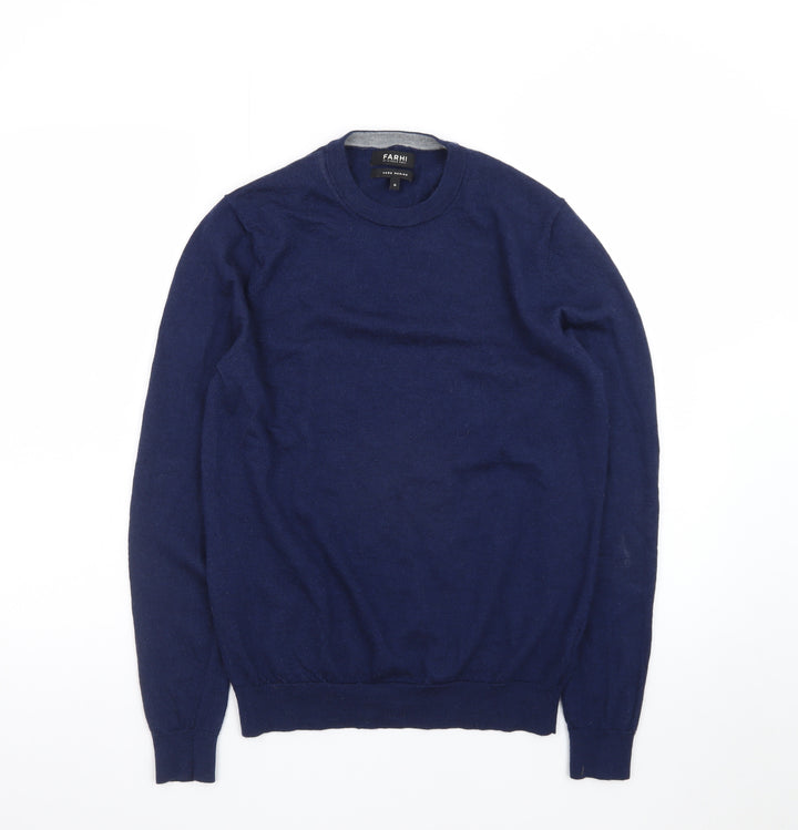 Farhi by Nicole Farhi Womens Blue Merino Wool Crew Neck Jumper M