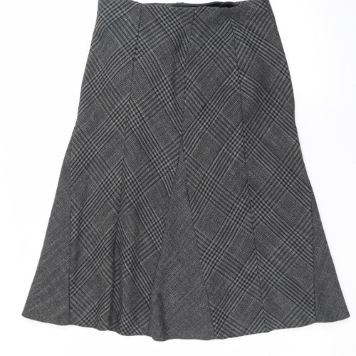 Marks and Spencer Women Grey A-Line Check Skirt Size 12