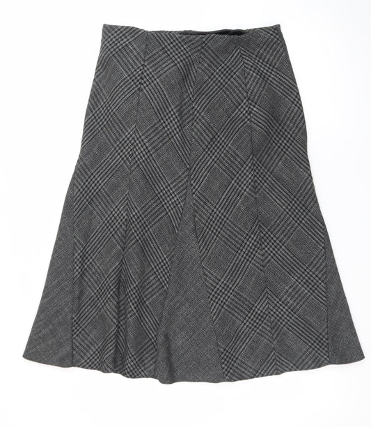 Marks and Spencer Women Grey A-Line Check Skirt Size 12