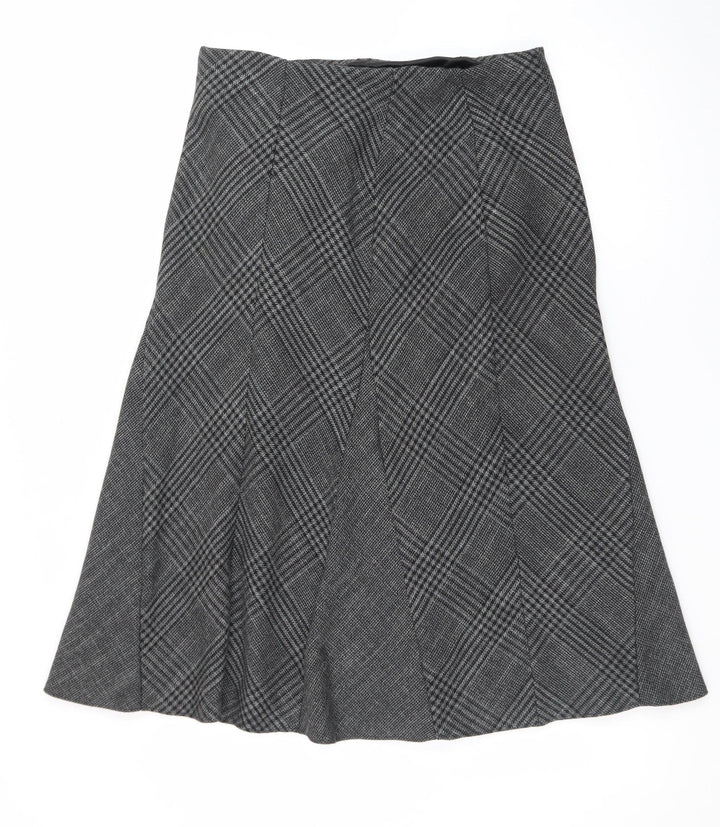 Marks and Spencer Women Grey A-Line Check Skirt Size 12