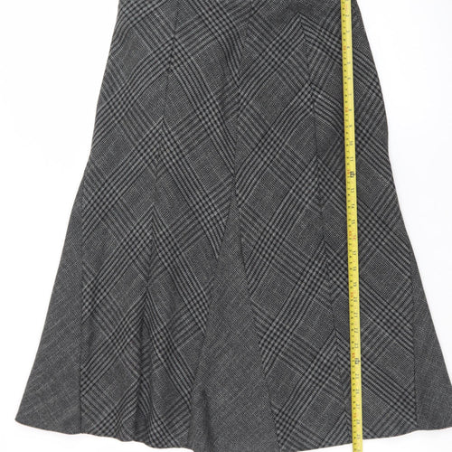 Marks and Spencer Women Grey A-Line Check Skirt Size 12