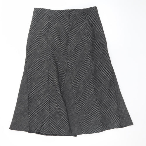 Marks and Spencer Women Grey A-Line Check Skirt Size 12
